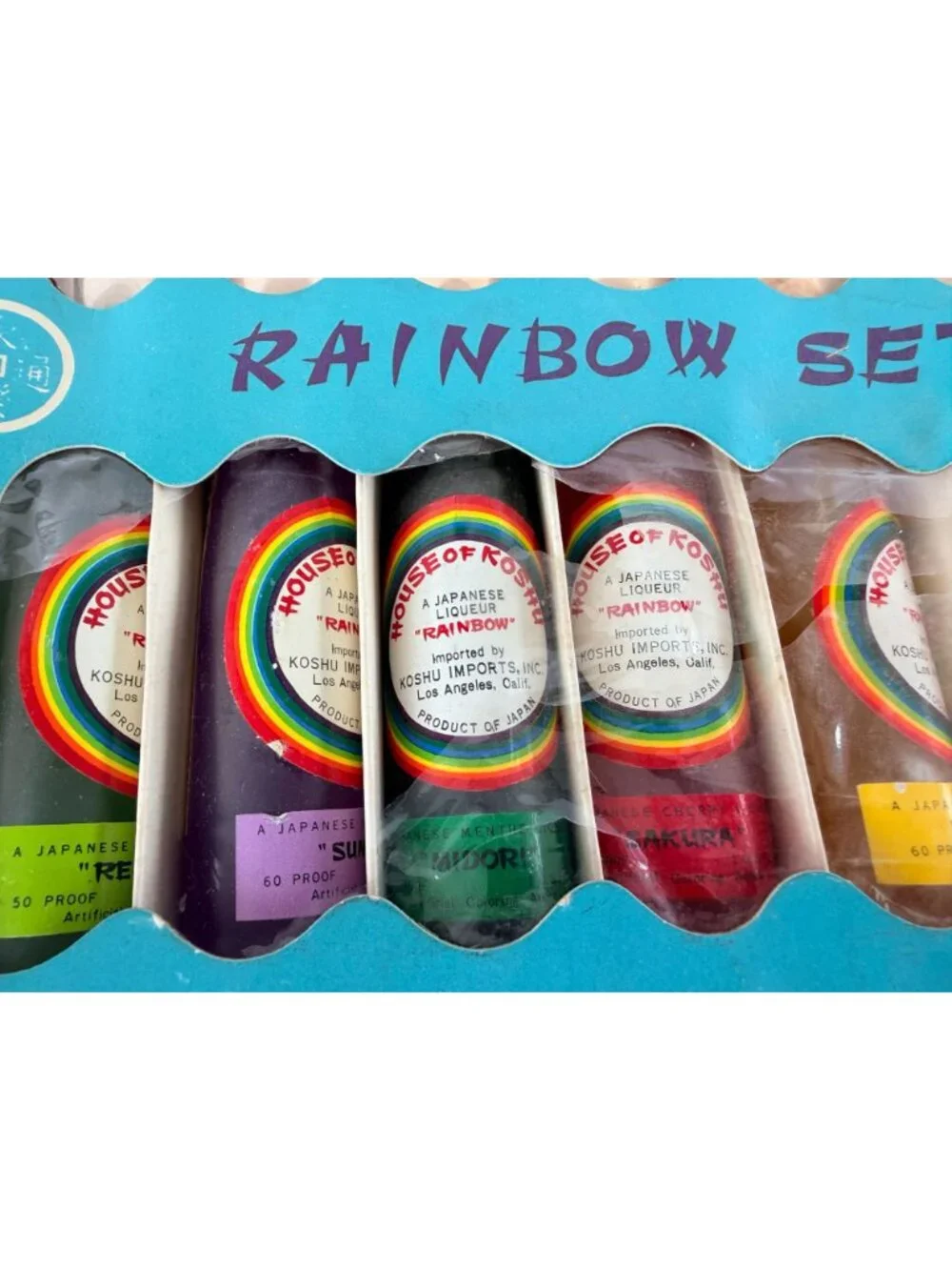Vintage 1960s House of Koshu Rainbow Set Complete Kokeshi Doll Heads Japanese